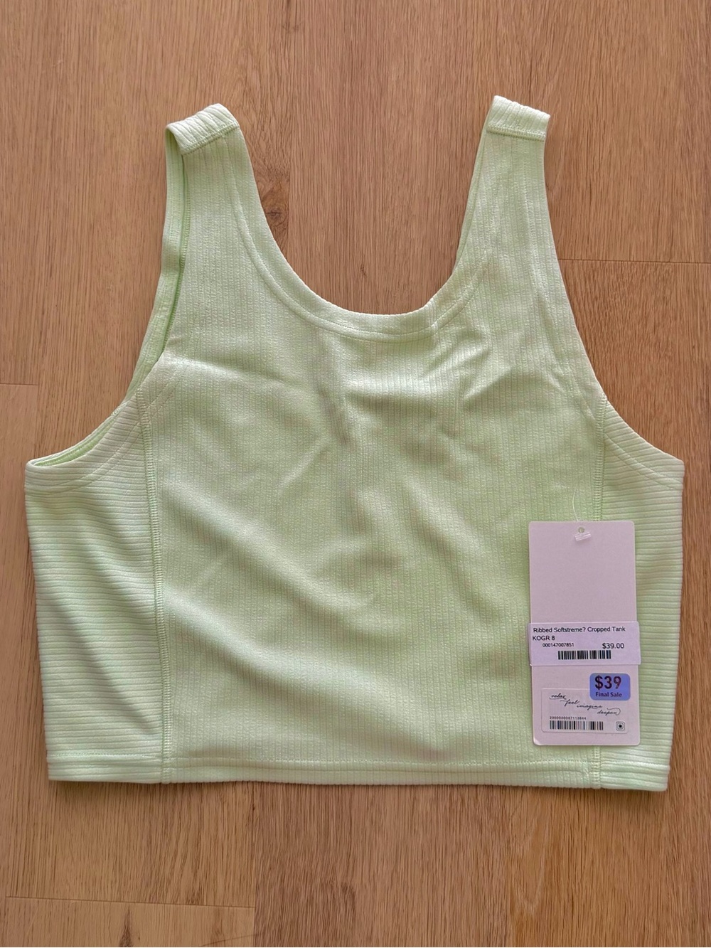 Lululemon Kohlrabi Green Ribbed Softstreme Cropped Tank